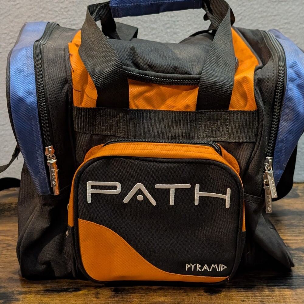 Bowling Tote Pro Deluxe Black/Orange Pyramid Path Holds Shoes Up To Men's 16